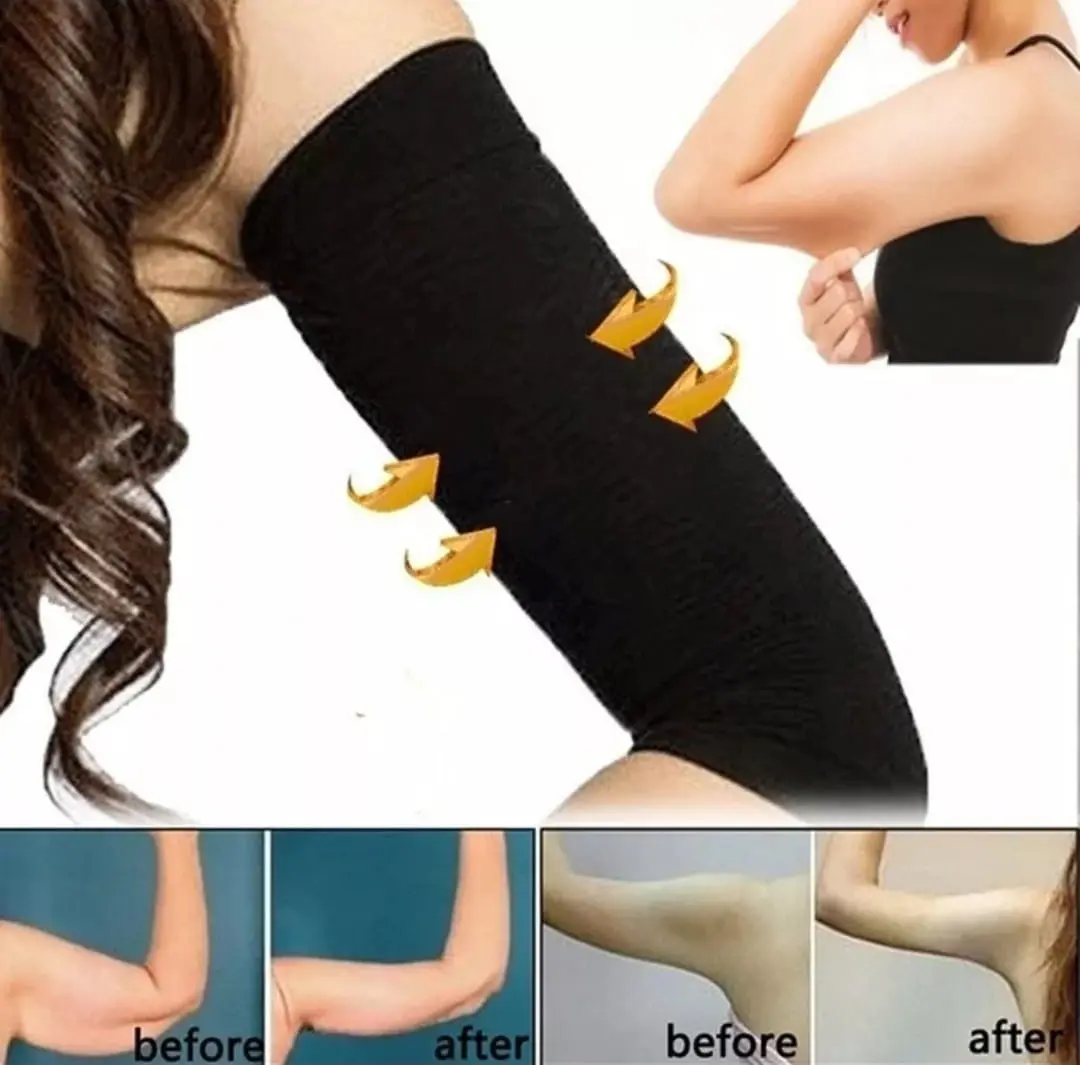 Manga adelgazante de brazo: antes y después de su uso, muestra reducción de grasa.