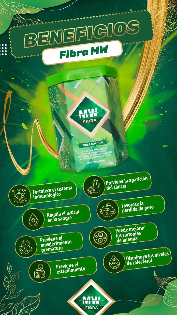 MW Fibra: Beneficios para la salud, fortalece el sistema inmunológico y previene el envejecimiento.