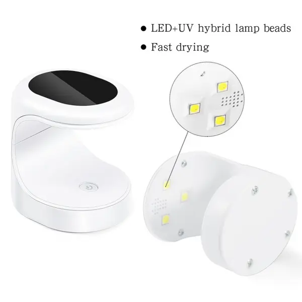 Mini lámpara uñas LED UV 16W para secado rápido de esmalte, con cuentas híbridas.