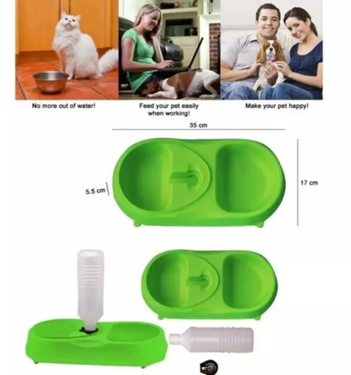 Comedero y bebedero para mascotas con dispensador automático de agua, ideal para perros y gatos.