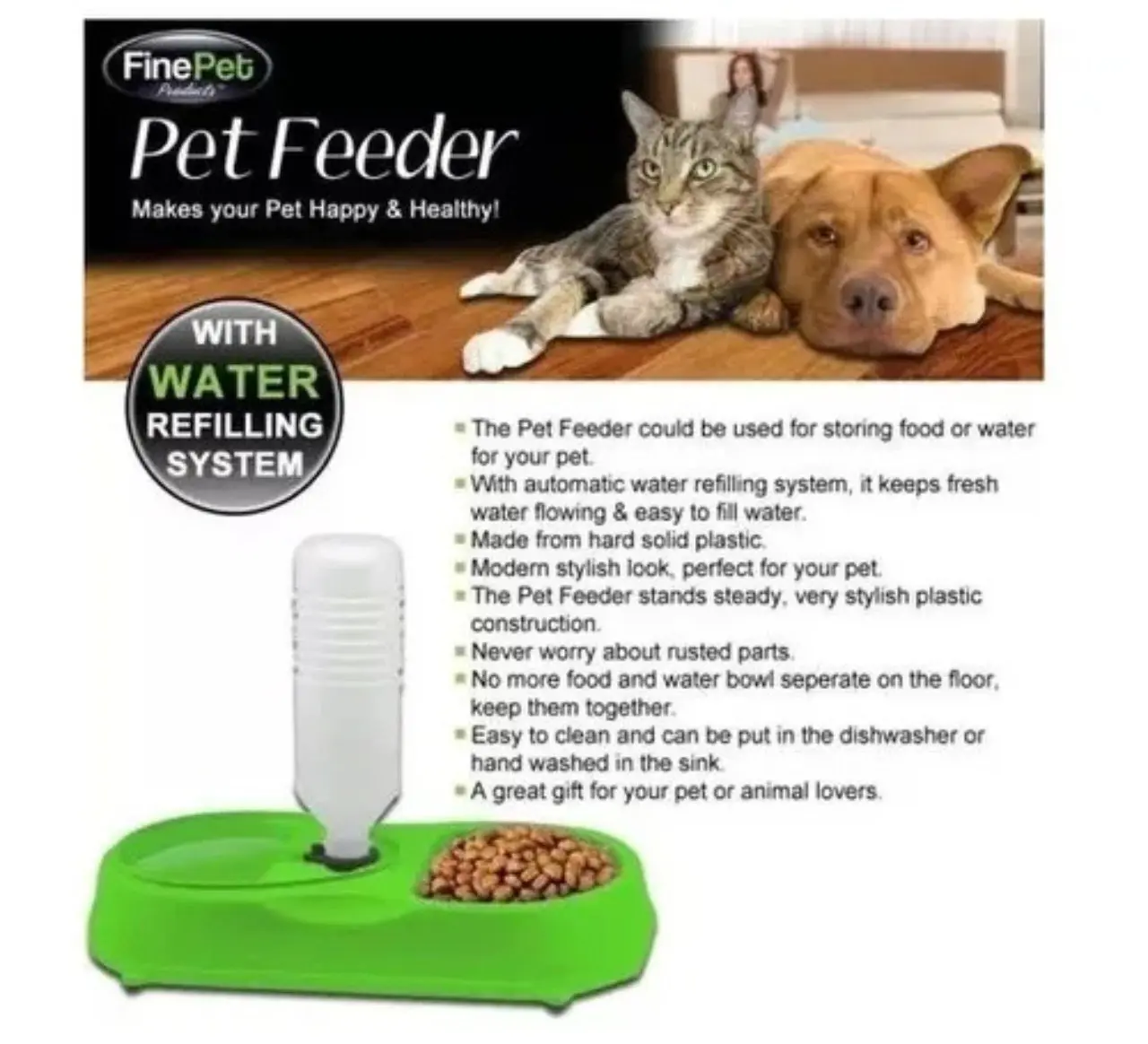 Pet Feeder Alimentador y Bebedero automático para mascotas con dispensador de agua.