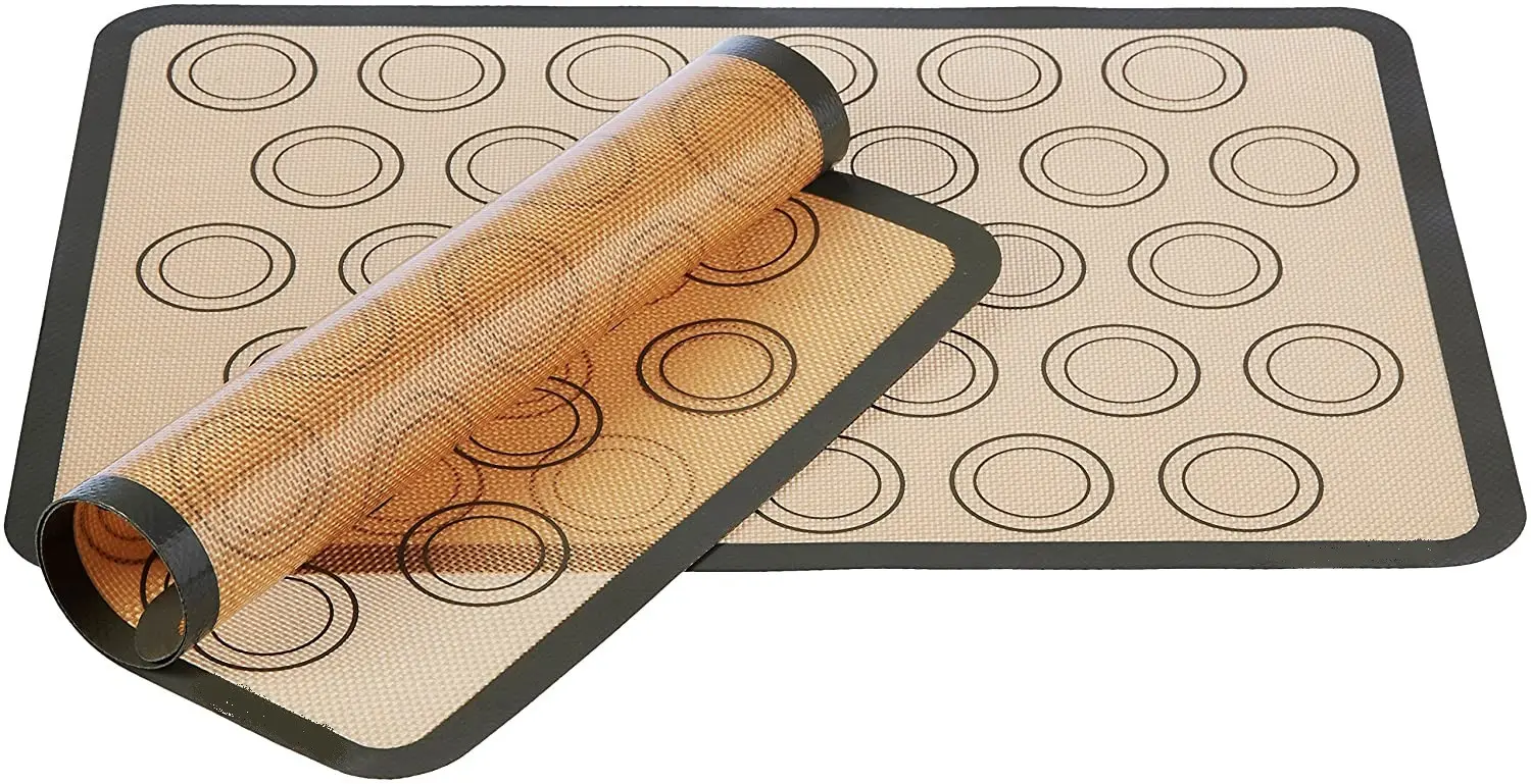 Tapete de silicona para repostería con círculos guía para hornear, 2 unidades.