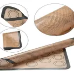 Tapete de silicona para repostería con guías circulares, ideal para hornear macarons y galletas uniformes.