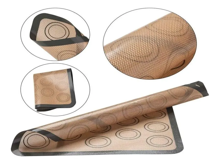 Tapete de silicona para repostería con guías circulares, ideal para hornear macarons y galletas uniformes.