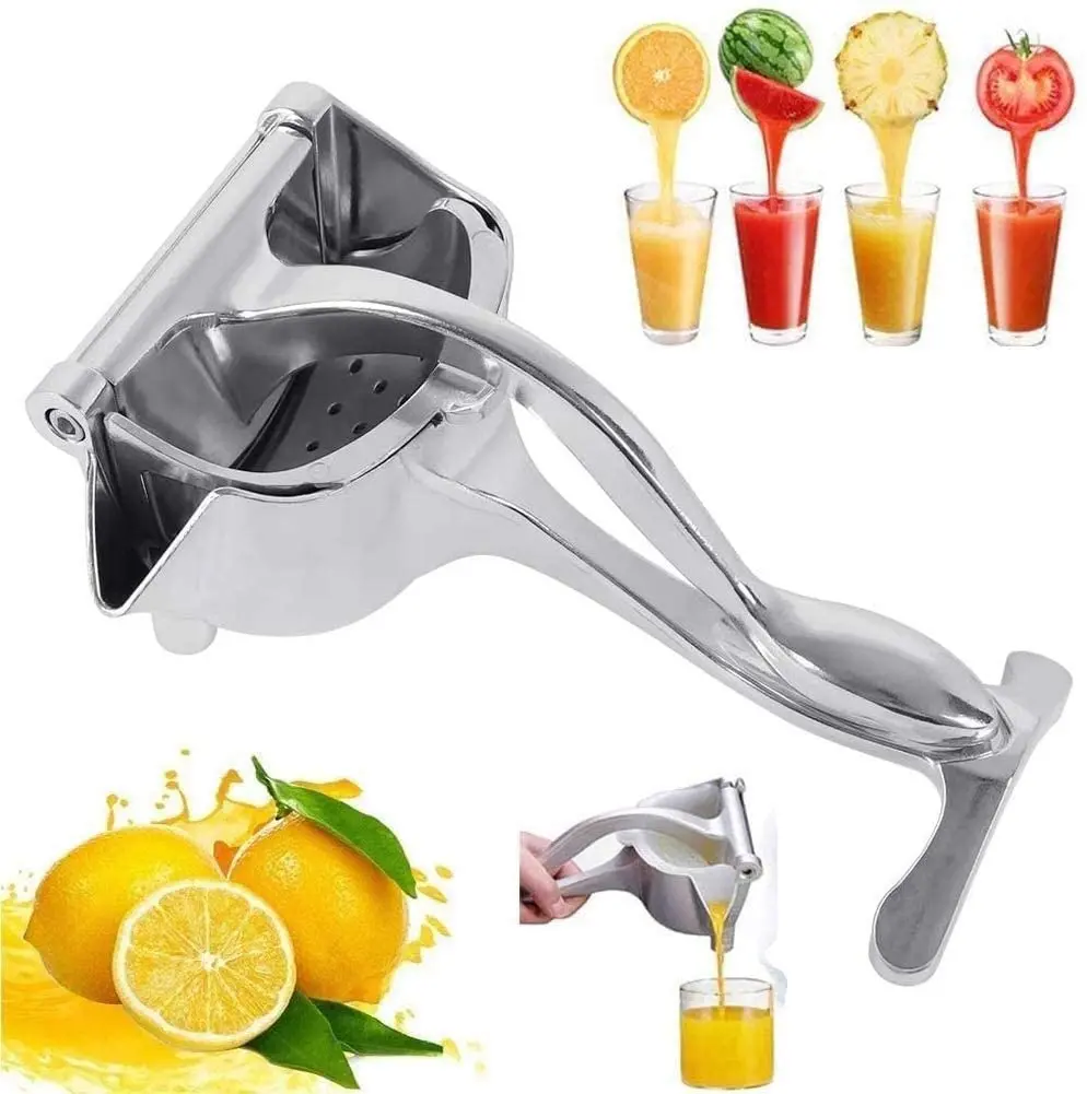 Exprimidor de frutas metálico, ideal para extraer jugos de cítricos y otras frutas.