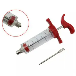 Inyector de carne para marinar con jeringa de 25ml y aguja para asados.