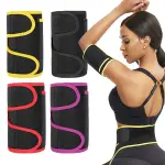 Faja de brazo neopreno x2 con borde amarillo, negro, rojo y fucsia.