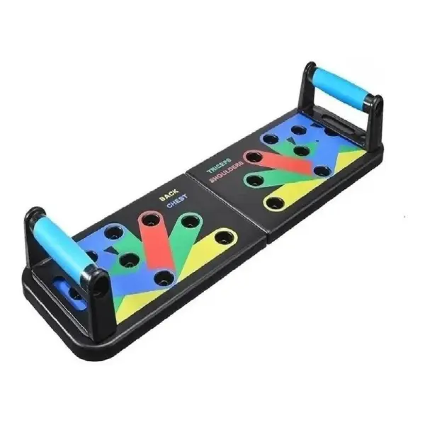 Push Up Soporte de Flexiones Profesional con manijas azules para entrenar espalda, pecho y tríceps.