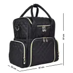 Bolso organizador negro acolchado para accesorios de uñas con compartimentos y asas, medidas 37x22x37 cm.