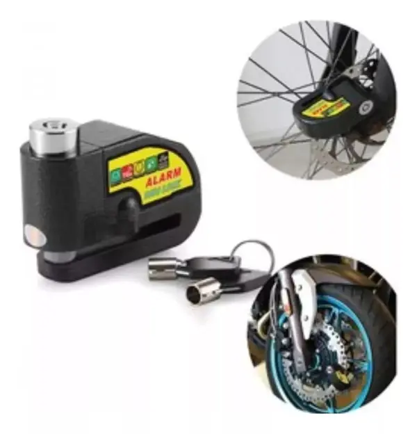Kit seguridad moto: candado manillar y freno disco con alarma. Protección antirrobo.