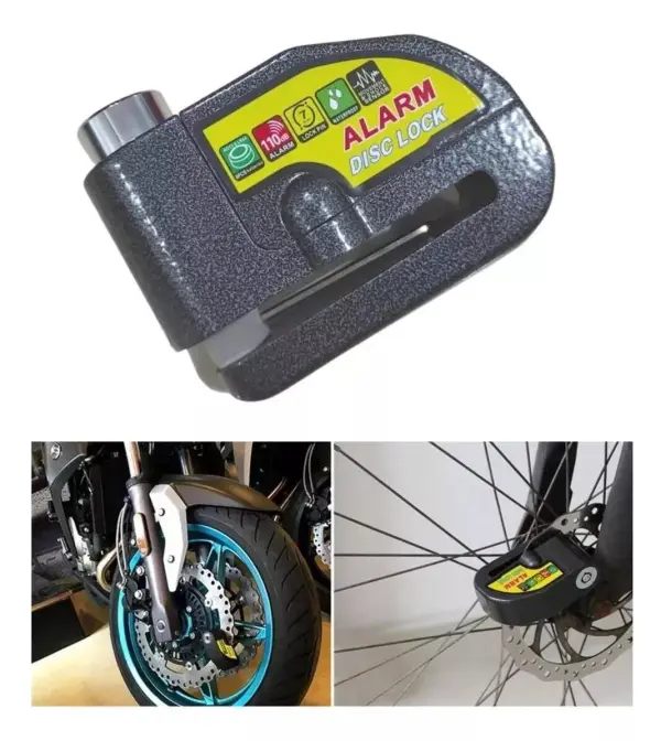 Candado de disco de freno para moto con alarma y sensor de movimiento, seguro y a prueba de agua.