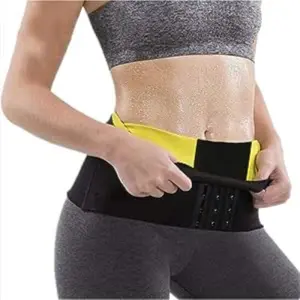 Cinturilla de neopreno para dama con broches y detalle amarillo, ideal para entrenar.