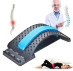 Masajeador de espalda y lumbar en forma de arco con soporte de espuma azul, para alivio del dolor.
