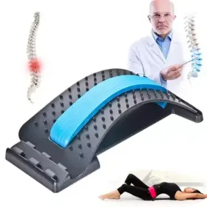 Masajeador de espalda y lumbar en forma de arco con soporte de espuma azul, para alivio del dolor.