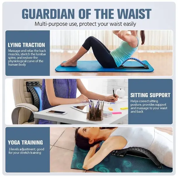 Masajeador de espalda y lumbar: soporte para sentarse, yoga y alivio de dolor.