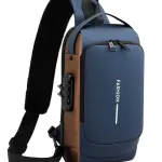 Bolso canguro antirrobo para hombre, diseño moderno con candado y correa ajustable.