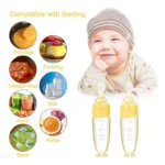 Cuchara biberón para papillas: ideal para porridge, pudding, jugo, sopa, pasta y leche.