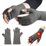 Guantes de compresión para muñeca sin dedos con puntos de calor, ideales para alivio de dolor.