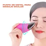 Masajeador facial limpiador con punta metálica para contorno de ojos.