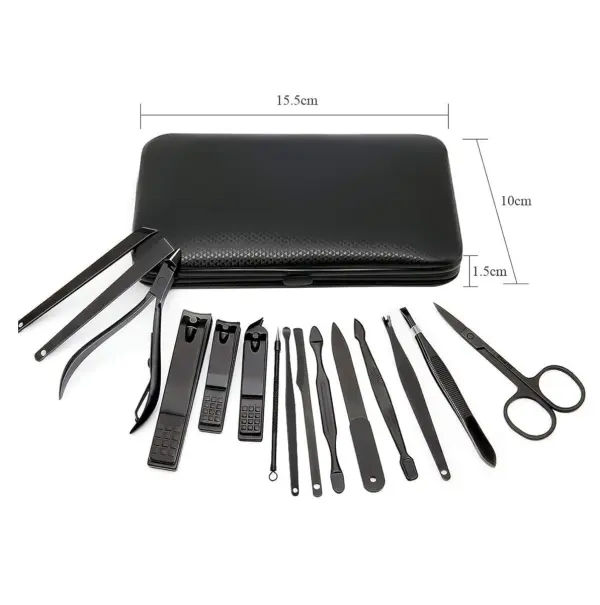 Kit profesional de manicura y pedicura de 18 piezas negro con estuche.