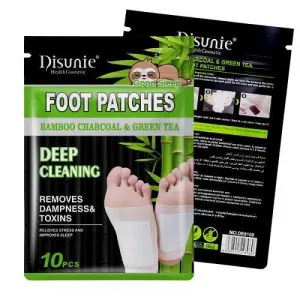 Disunie Foot Patches con carbón de bambú y té verde para limpieza profunda de pies.