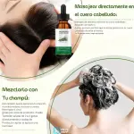 Aceite esencial de romero para masajear y mezclar con champú para el cuidado del cabello.