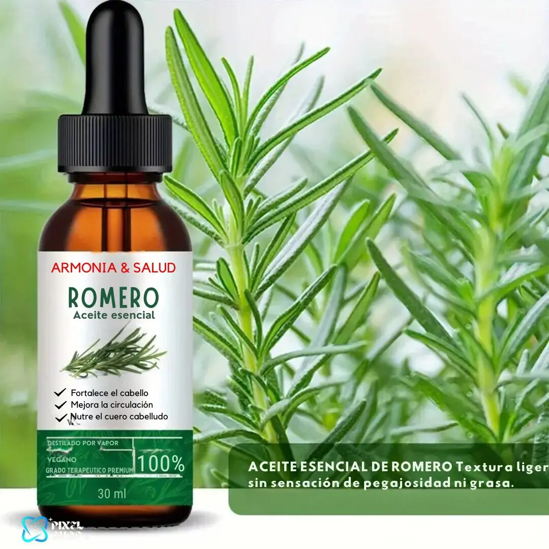 Aceite Esencial de Romero Armonía & Salud 30ml con romero fresco, fortalece el cabello.
