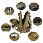 Bolso táctico deportivo de gran capacidad, con múltiples compartimentos y accesorios.
