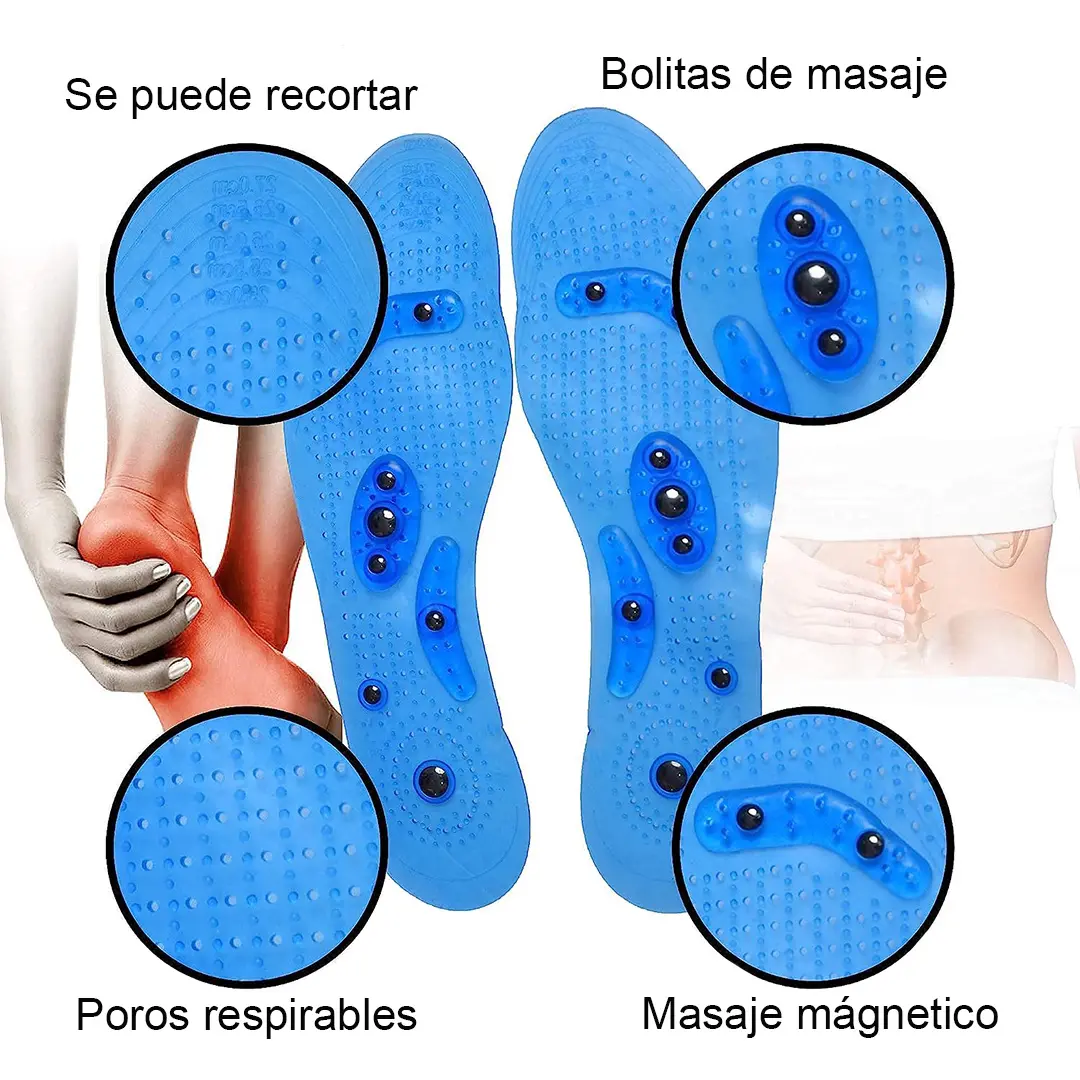 Plantillas terapéuticas con imanes para masaje, transpirables y recortables, para alivio del dolor de pies y espalda.
