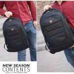 Bolso morral casual para hombre, negro con detalles rojos, ideal para uso diario.