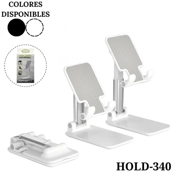 Set x2 soportes ajustables para celular y tablet en mesa, ideales para escritorio.