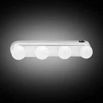 Tira LED Studio Glow x4 con bombillos redondos y acabado plateado, ideal para tocador.