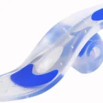Plantilla ortopédica de silicona azul, ultraliviana y cómoda para soporte del arco del pie.