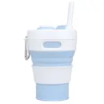Set x2 Taza Para Café En Silicona Plegable con Tapa y Pitillo Azul y Blanco