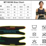Faja de brazo deportiva X2 para mujer, tabla de medidas y cuidados de lavado en frío.