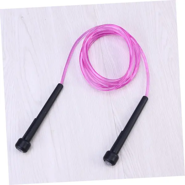 Lazo para saltar en silicona rosa con mangos negros, equipo de ejercicio para entrenar.