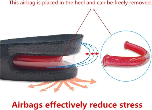 Plantilla de estatura con airbag en talón para reducir estrés y aumentar altura 5 cm.