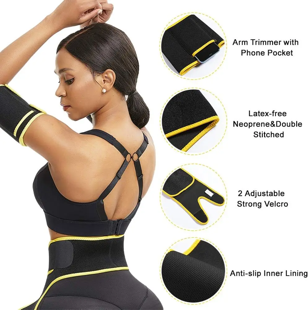 Faja de brazo para mujer, con diseño ajustable de velcro y forro antideslizante.