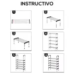 Instrucciones de montaje para zapatero organizador de 6 niveles.
