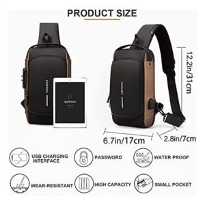 Canguro bolso antirrobo con USB y compartimentos para iPad, alta capacidad, resistente al agua.