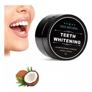 Carbón activado de coco para blanquear dientes con coco en la