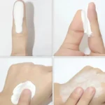 Manos aplicando Crema Aclarante V7 para un tono de piel uniforme y radiante.