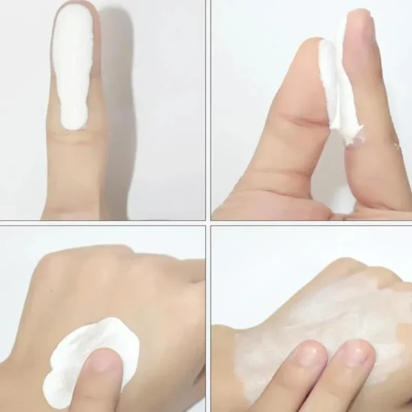 Manos aplicando Crema Aclarante V7 para un tono de piel uniforme y radiante.
