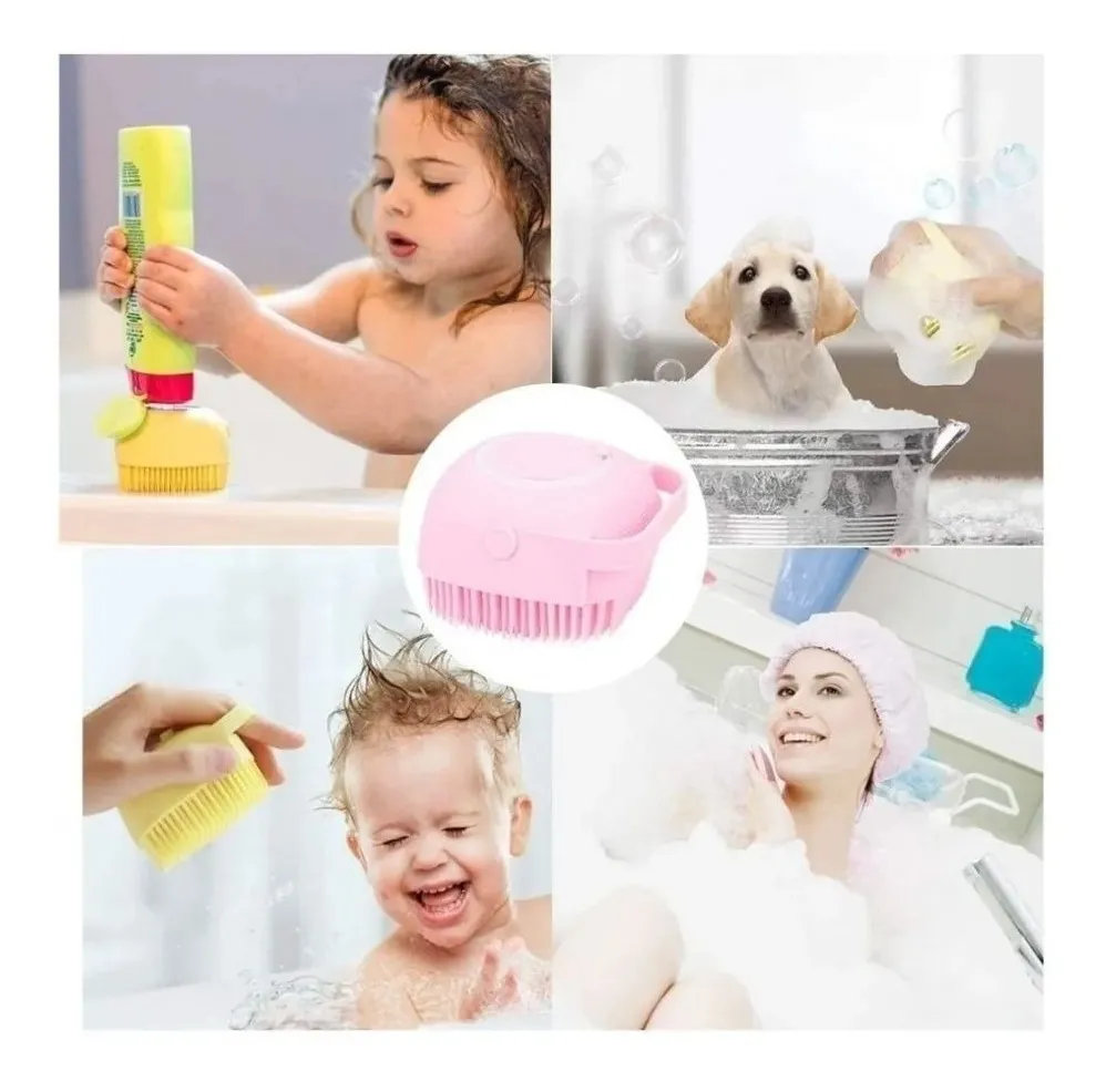 Cepillo corporal de silicona suave para baño, ideal para bebés, niños y mascotas.