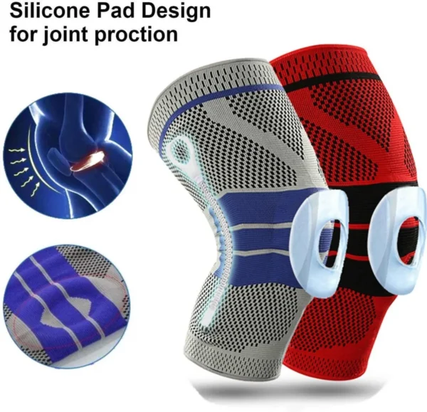 Rodillera de compresión con soporte de gel: diseño para protección de articulaciones.