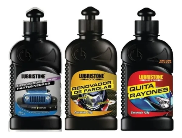 Kit Renovación Lubristone: para partes negras y farolas de motos.
