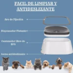 Bebedero para mascotas antiderrames, fácil de limpiar, con dispensador flotante y goma antideslizante.