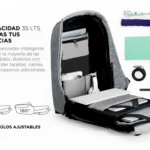 Morral antirrobo de gran capacidad 35L con compartimentos inteligentes y accesorios para portátil.