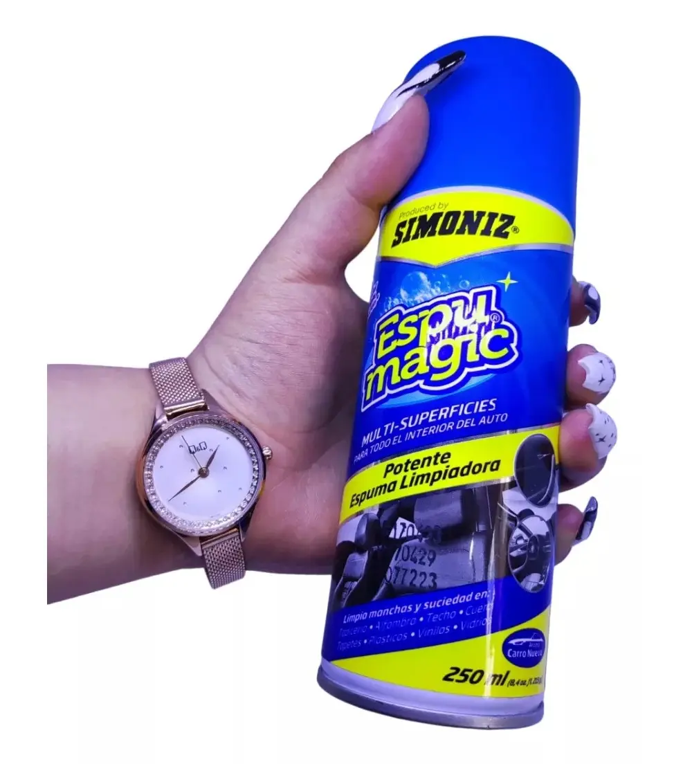 Espuma mágica limpiadora de superficies para carro, ideal para tapicería, vinilos y vidrios.