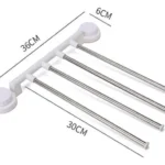 Soporte de toallas con ventosas, 4 barras giratorias de acero inoxidable y 30cm de largo.